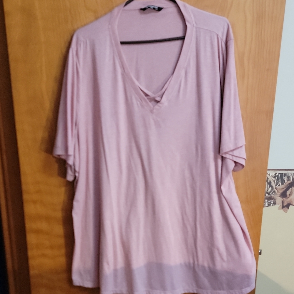 BloomChic Soft Pink V-Neck Blouse